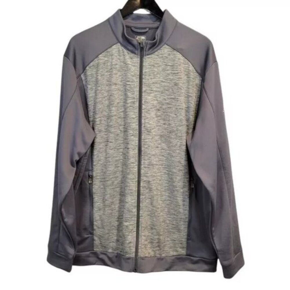 Adidas | Men's Pure Motion Full Zip Athletic Jacket Golf Gray Embroidered Sleeve